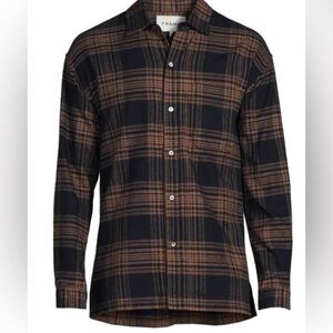 FRAME Relaxed Long Sleeve Shirt Tan Plaid
